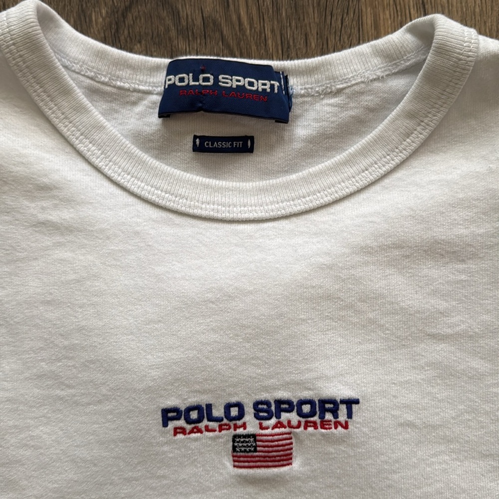Vintage 90s Polo Sport Polo by Ralph Lauren Mens White T-Shirt rare Polo Sport M - Picture 7 of 7